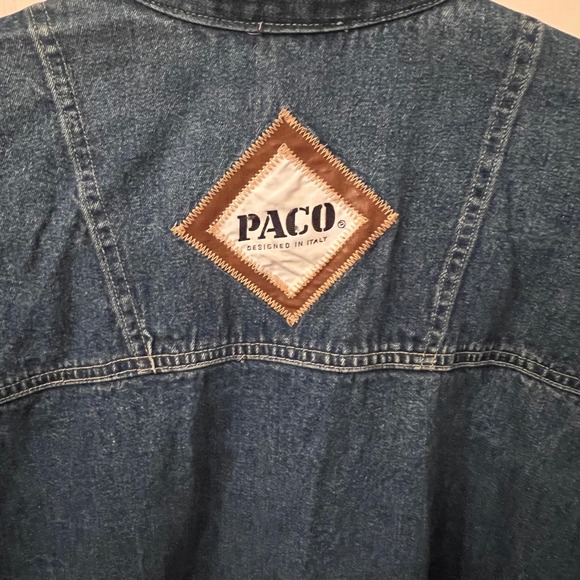 PACO Vintage 90's Jeans Denim Shirt Western Aztec LinedMens Medium - Picture 5 of 10